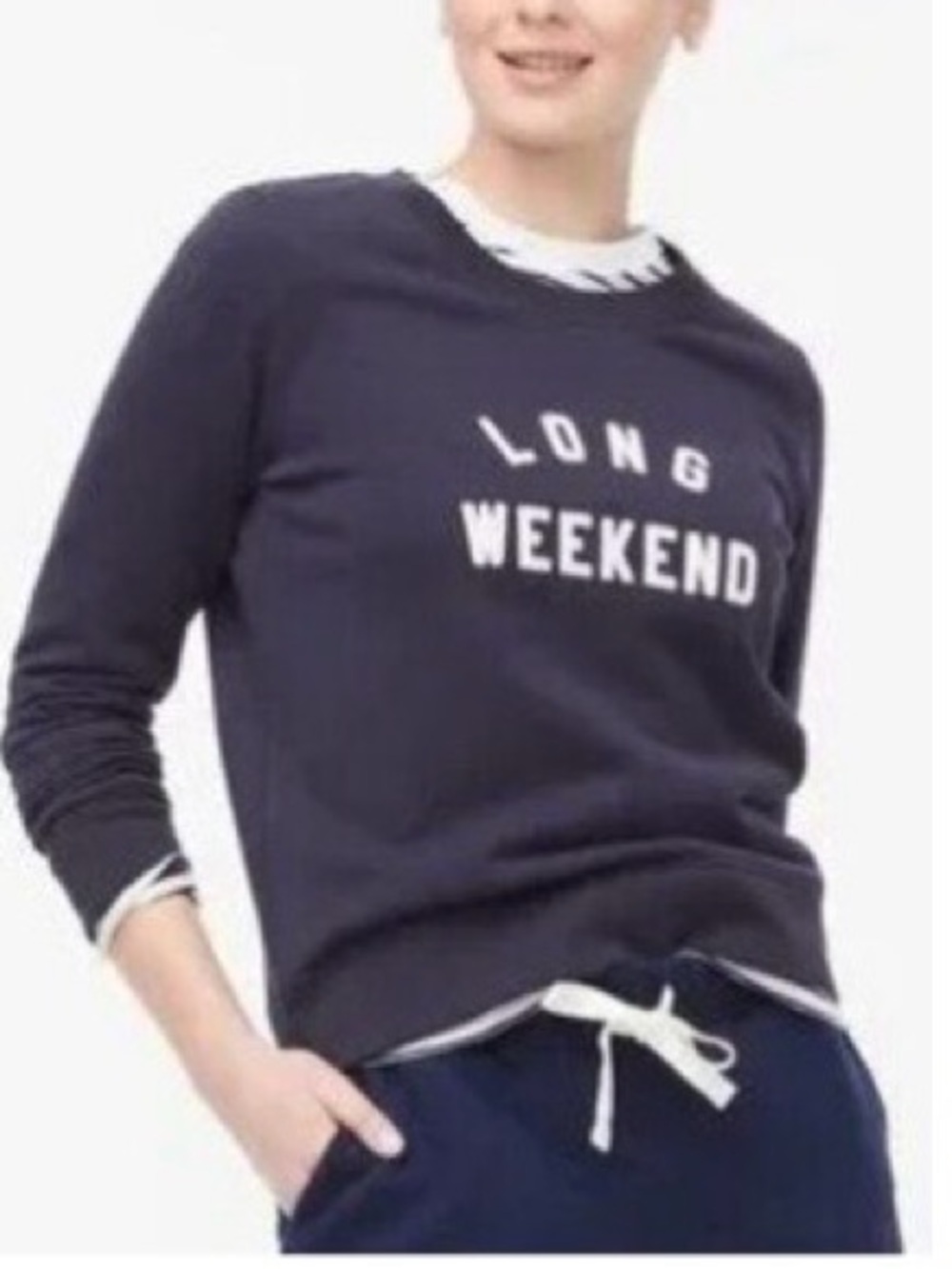 J. Crew Navy Blue "Long Weekend" Crewneck Sweatshirt